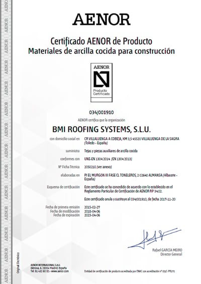 Ejemplo De Interpretación De La Ficha De Certificación AENOR