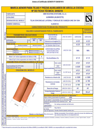 Ejemplo De Interpretación De La Ficha De Certificación AENOR